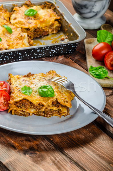 Foto d'archivio: Lasagna · carne · parmigiano · italiana · classico · semplice