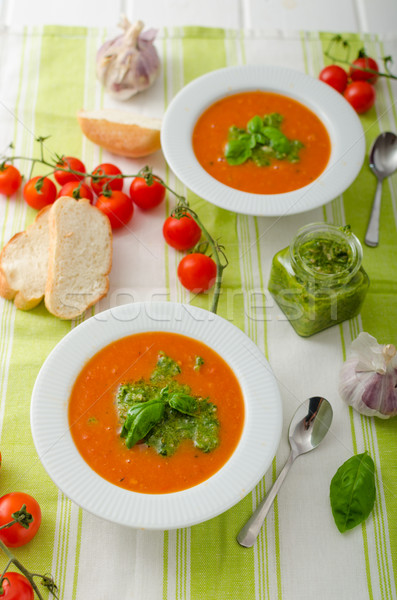 トマトスープ いい 健康 精進料理 白パン 食品 ストックフォト © Peteer