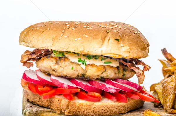 Chicken burger, healthy burger Stock photo © Peteer