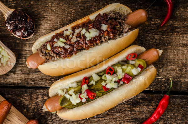 Stock photo: Chilli and vegetarian hot dog