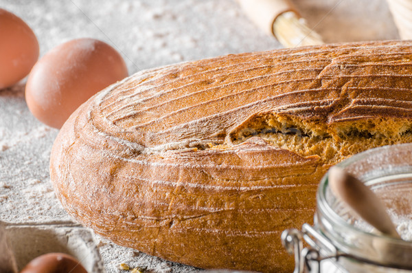 Brot Kreuzkümmel bereit Anzeige Text kostenlos Stock foto © Peteer