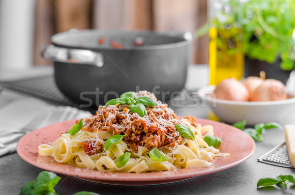 Pasta bolognese delish food Stock photo © Peteer