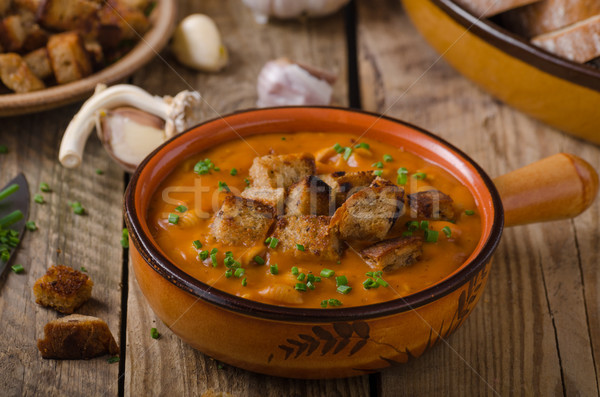 Stock photo: Goulash soup with croutons