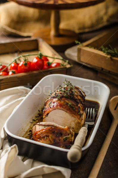 Roast turkey with herbs and bacon Stock photo © Peteer