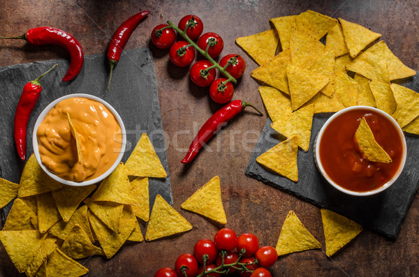 Tortilla chipy dwa chili hot ser Zdjęcia stock © Peteer