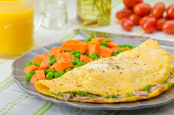 Ham and cheese omelette , healthy vegetable Stock photo © Peteer