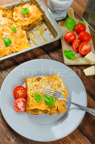 Lasagna carne parmigiano italiana classico semplice Foto d'archivio © Peteer