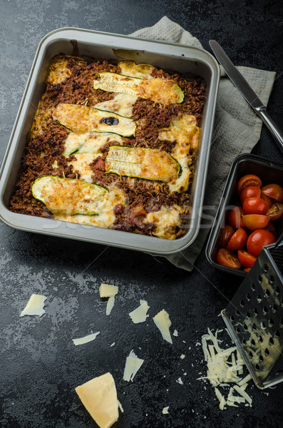 [[stock_photo]]: Courgettes · ruban · lasagne · parmesan · fromages · dîner