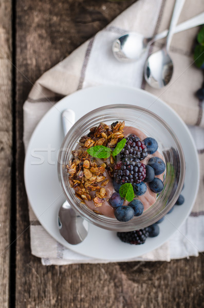 Chocolate pudding with berries Stock photo © Peteer