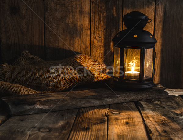 Halloween pumpkin moody picture with lantern Stock photo © Peteer