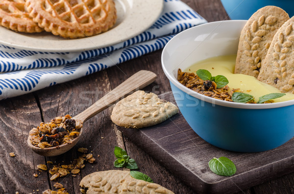 Vanilya puding ev yapımı granola basit tatlı Stok fotoğraf © Peteer