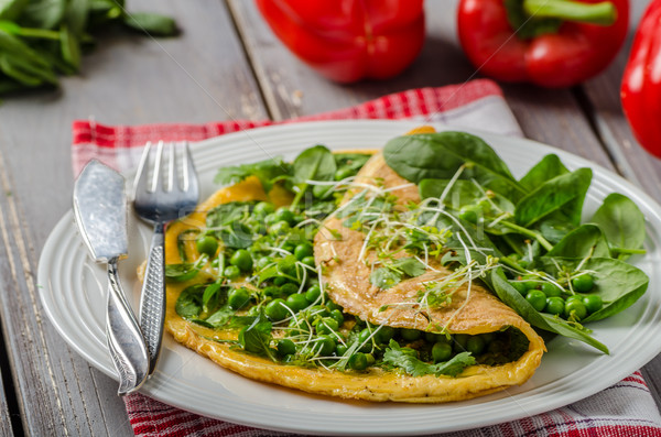 Egg omelette with herbs Stock photo © Peteer