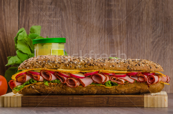 Wholemeal baguette with smoked rump Stock photo © Peteer