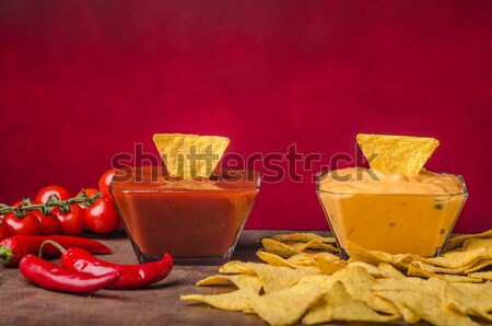 Tortilla chips with two dips Stock photo © Peteer