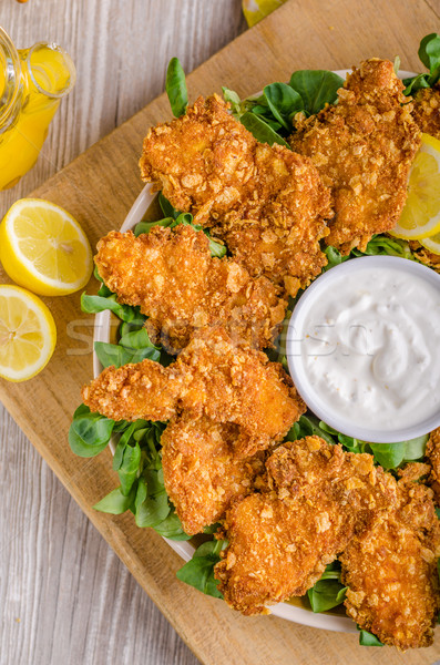 Chicken strips with delish garlic dip Stock photo © Peteer