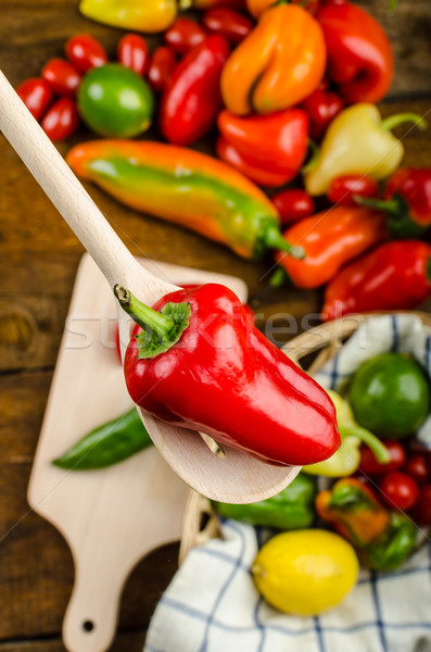 Bio peppers from the garden Stock photo © Peteer