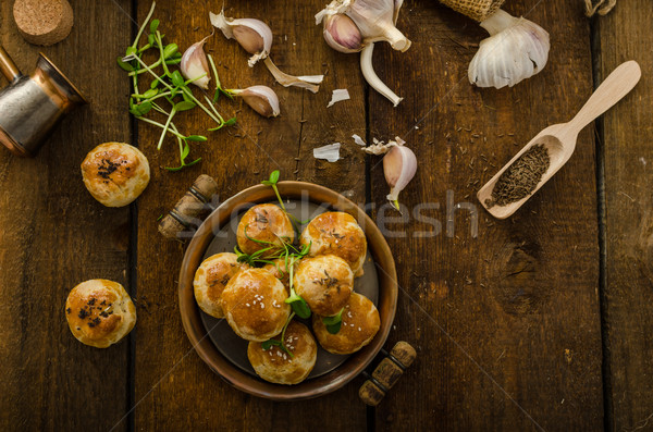 Cheese mini buns from domestic dough Stock photo © Peteer