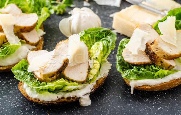 Ceasar salad on panini toast Stock photo © Peteer