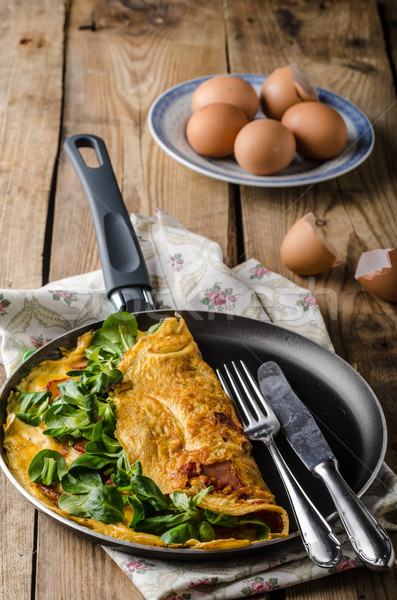 Organique herbes oeufs chorizo fraîches alimentaire [[stock_photo]] © Peteer