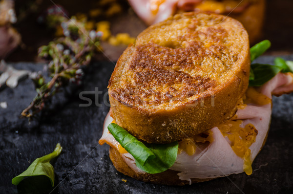 Frans toast ham kaas gesmolten binnenkant Stockfoto © Peteer