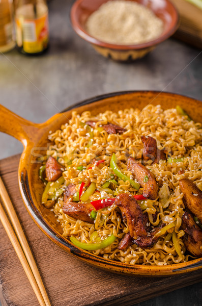Chinese noodles with chicken Stock photo © Peteer