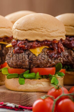 Beef Sliders with homemade barbecue sauce Stock photo © Peteer