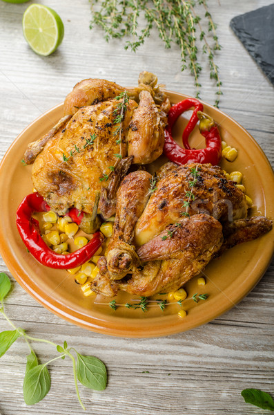 Roasted French baby Chicken - Coquelet Stock photo © Peteer