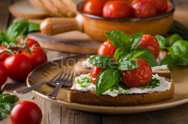 Bread cheese spread baked tomato Stock photo © Peteer