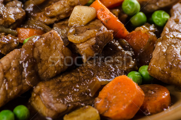 Stock fotó: Disznóhús · zöldség · szója · fokhagyma · mártás · étel