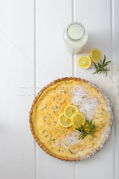 Stock photo: Lemon tart with rosemary