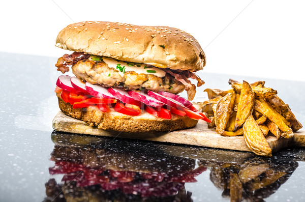 Chicken burger, healthy burger Stock photo © Peteer