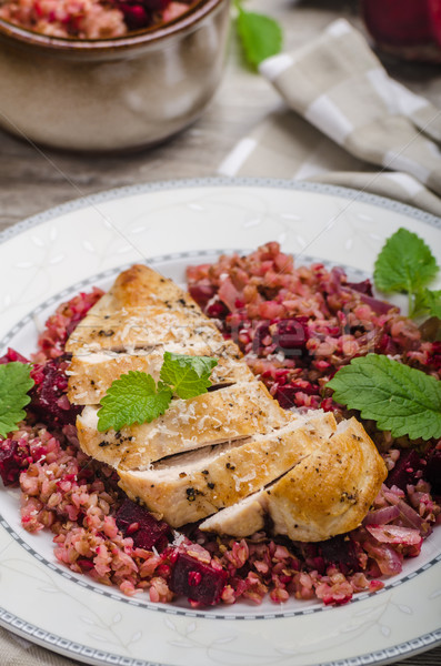 Chicken steak with buckwheat porridge Stock photo © Peteer