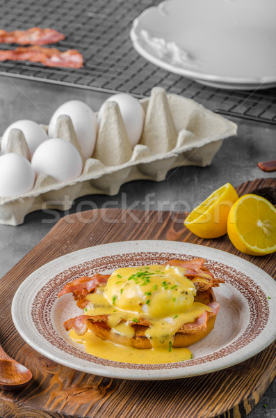 Eggs benedict with bacon Stock photo © Peteer