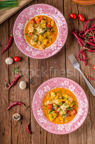 Chicken curry vegetable delish food Stock photo © Peteer