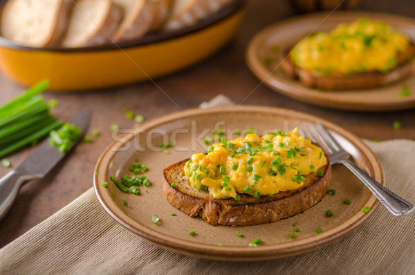 Rührei Kräuter einfache voll Protein Frühstück Stock foto © Peteer