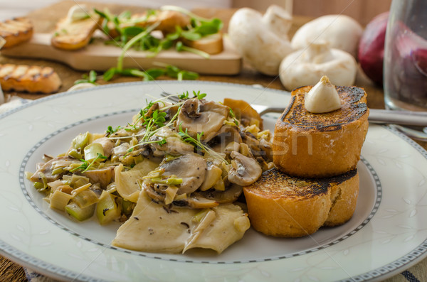 Mushroom, Leek and Tarragon Pasta Stock photo © Peteer