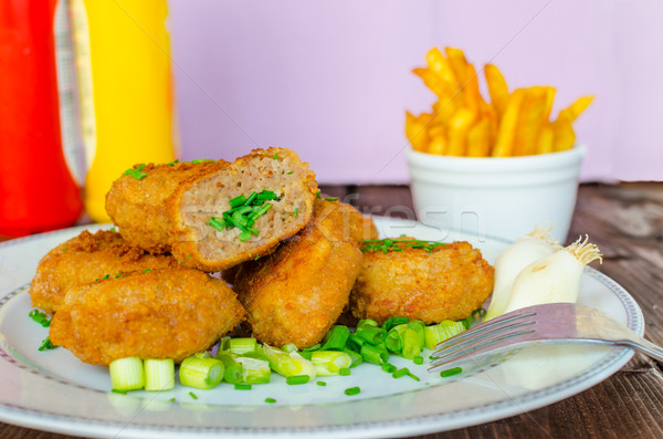 Breaded meatball with coriander and garlic Stock photo © Peteer