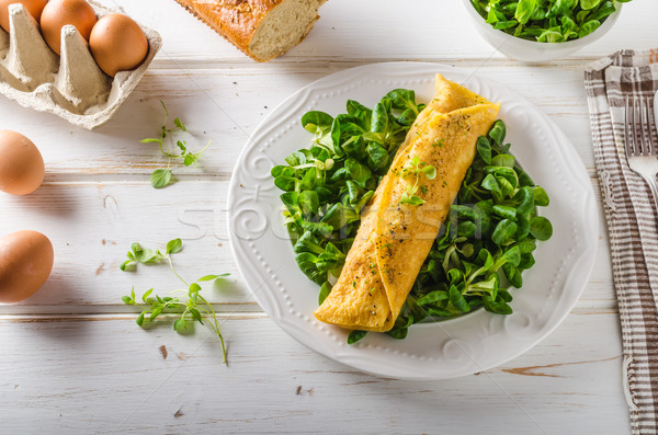 True French omelette with salad Stock photo © Peteer