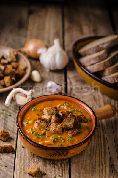 Sopa pan carne tomate vintage Foto stock © Peteer