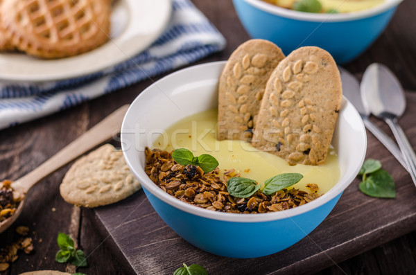 Vanilya puding ev yapımı granola basit tatlı Stok fotoğraf © Peteer