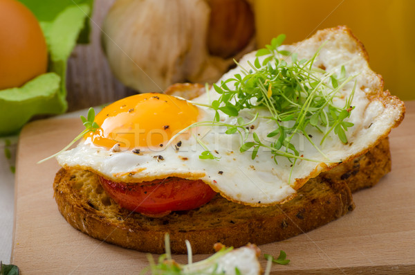 Stock photo: Healthy dinner panini toast, egg and vegetable