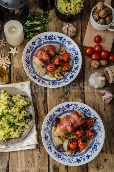 Prosciutto wrapped chicken Stock photo © Peteer