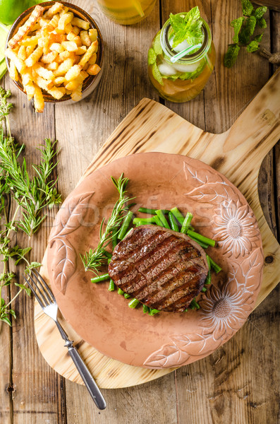 牛肉 サーロイン ステーキ 自家製 レモネード 赤 ストックフォト © Peteer