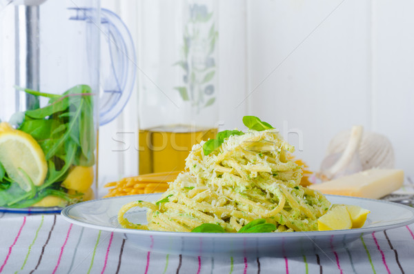 Macaroni pesto olijfolie kruiden noten parmezaan Stockfoto © Peteer