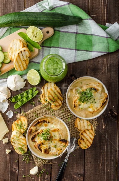 Ail soupe Toast fromages smoothie [[stock_photo]] © Peteer