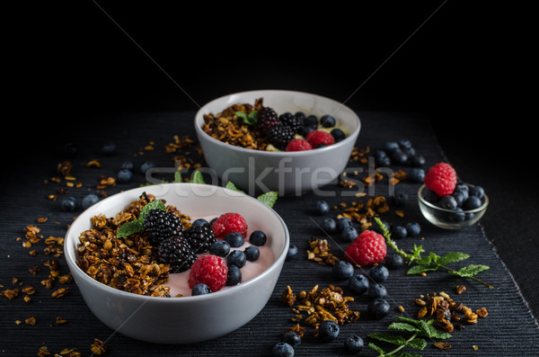 Homemade pudding with berries Stock photo © Peteer