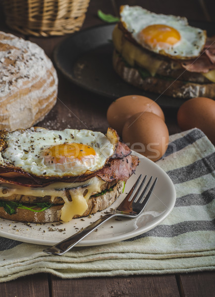 Сток-фото: французский · завтрак · ветчиной · сыра · яйцо