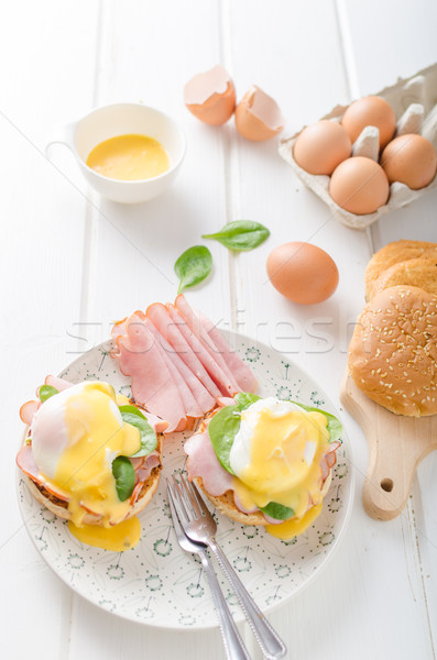 Egg Benedict with ham Stock photo © Peteer