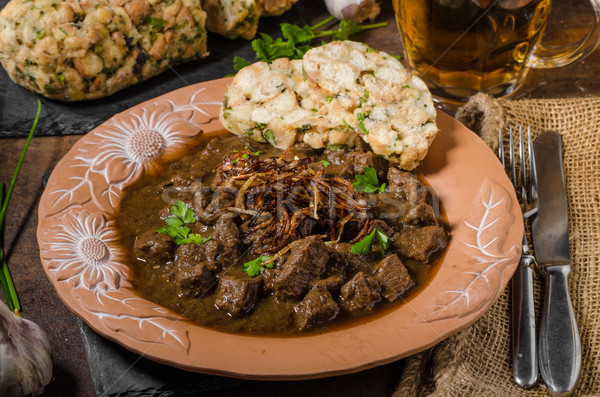 Beef goulash with dumplings Stock photo © Peteer