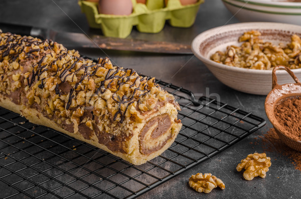 Chocolate creamy roulade Stock photo © Peteer